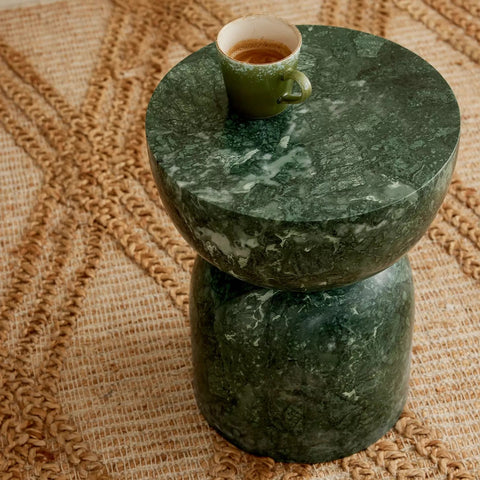 Drum Marble Side Table Green Granite