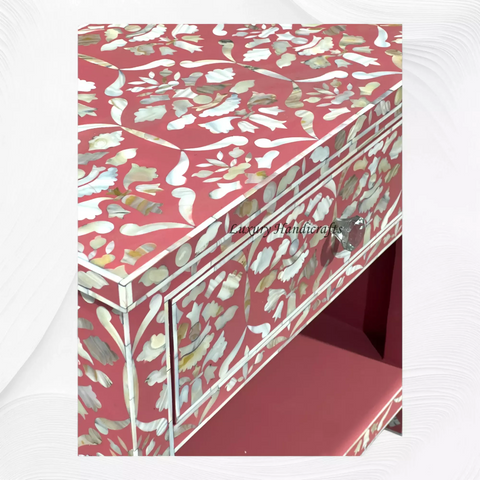 Elke MOP Inlay 1 Drawer Bedside Pink