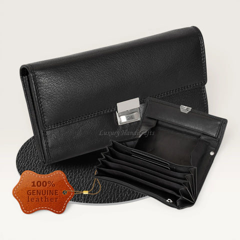 Emilia Genuine Leather Waiter Wallet with Coin Compartment