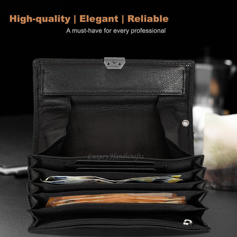 Emilia Genuine Leather Waiter Wallet with Coin Compartment