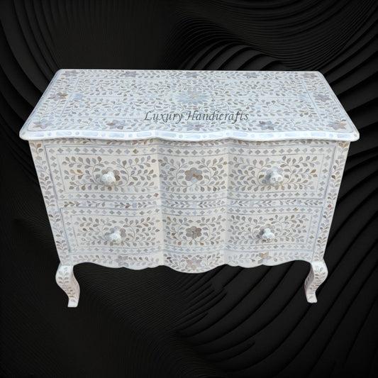 Estelle Mother of Pearl Inlay Curved Dresser Ivory
