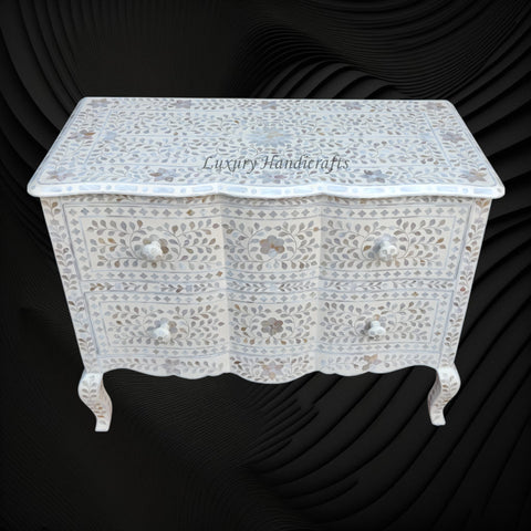 Estelle Mother of Pearl Inlay Curved Dresser Ivory