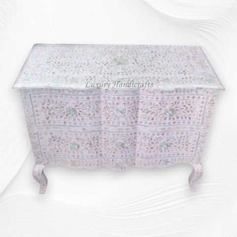 Estelle Mother of Pearl Inlay Curved Dresser Light Pink