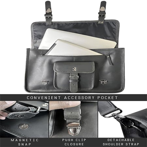 Ezra 16 Inches Hunter Leather Laptop Bag Black