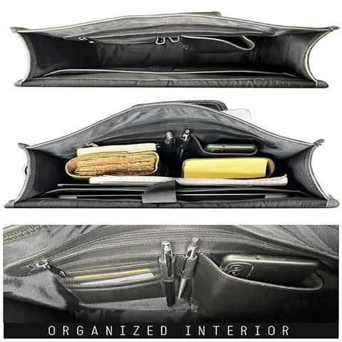 Ezra 16 Inches Hunter Leather Laptop Bag Black