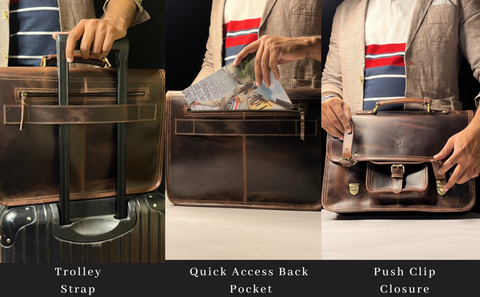 Ezra 16 Inches Hunter Leather Laptop Bag Mulberry