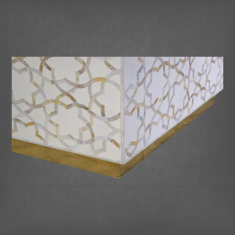 Fez Mother Of Pearl Inlay Rectangle Center Table White