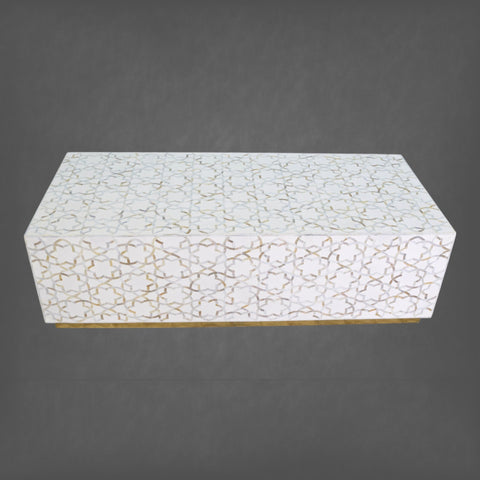 Fez Mother Of Pearl Inlay Rectangle Center Table White