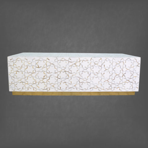 Fez Mother Of Pearl Inlay Rectangle Center Table White
