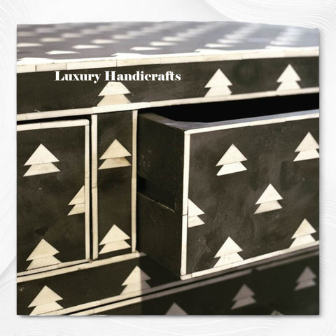 Fir Bone Inlay Chest of 4 Drawers Black