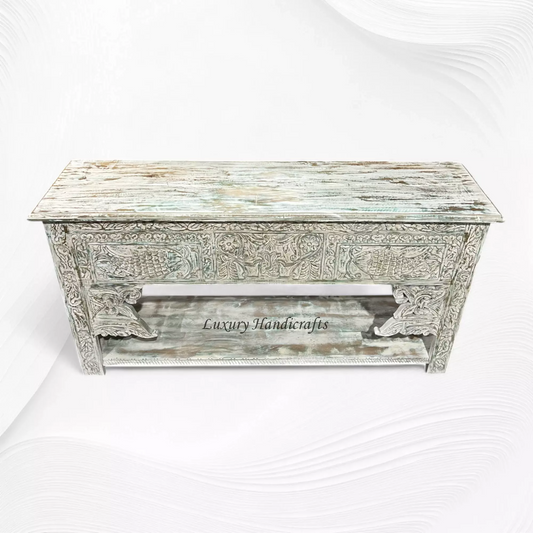 Brielle Reclaimed Wooden Console White Distress Finish