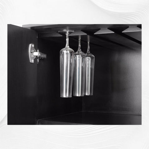 Fishscale Bone Inlay Bar Cabinet Black