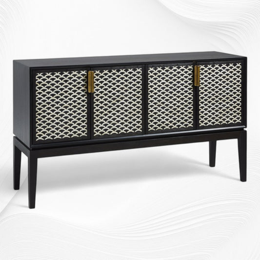 Fishscale Bone Inlay Bar Cabinet Black