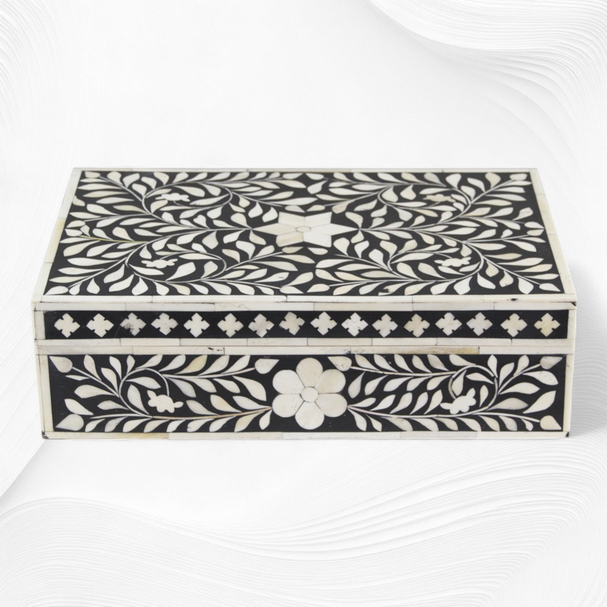 Floral Bone Inlay Box Black – Luxury Handicrafts