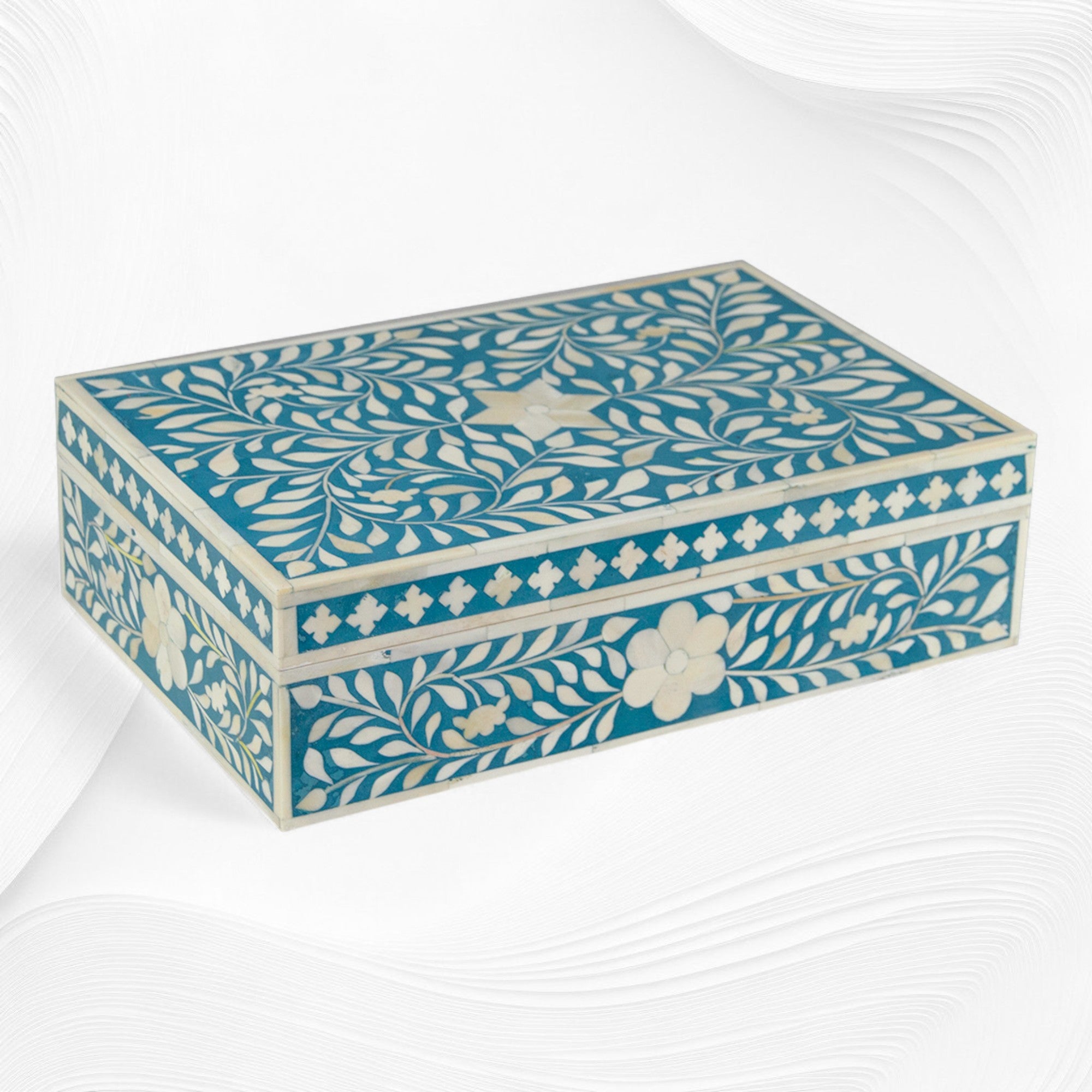 Cool Box Inlay Floral Bone Inlay Box Turquoise – Luxury Handicrafts