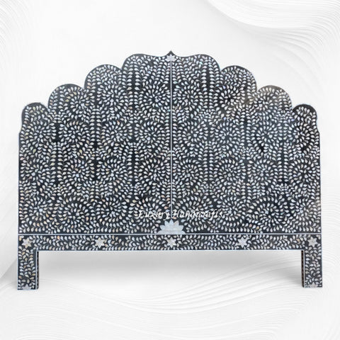 Floral MOP Inlay Headboard Black