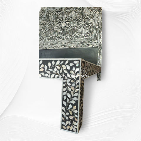 Floral Mother of Pearl Inlay Bed Black