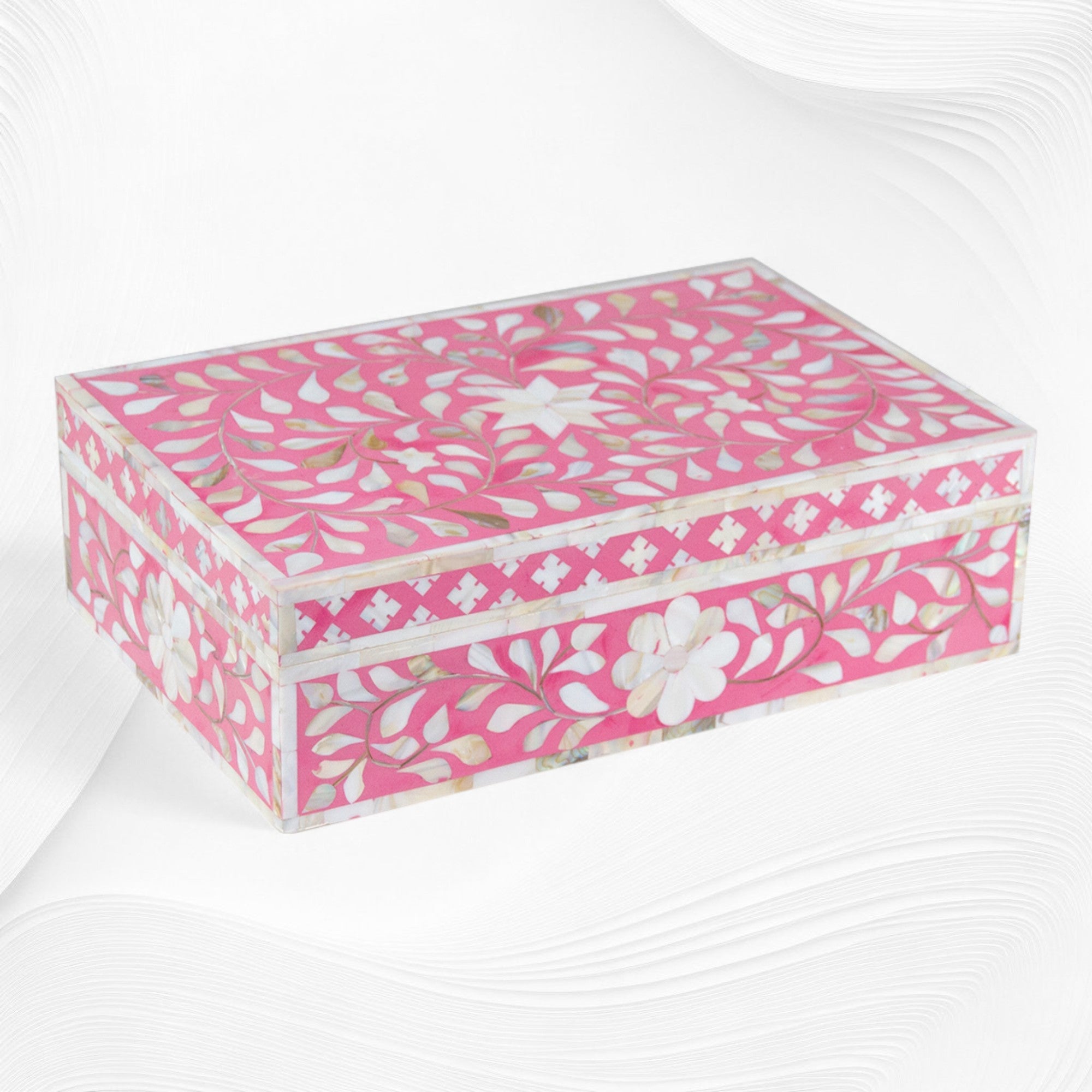 Floral Mother Of Pearl Inlay Box Pink – Luxury Handicrafts