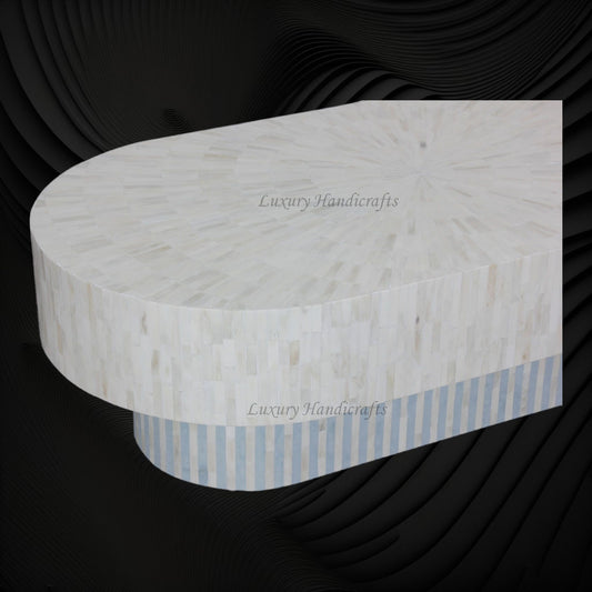 Full Bone Inlay Oval Coffee Table
