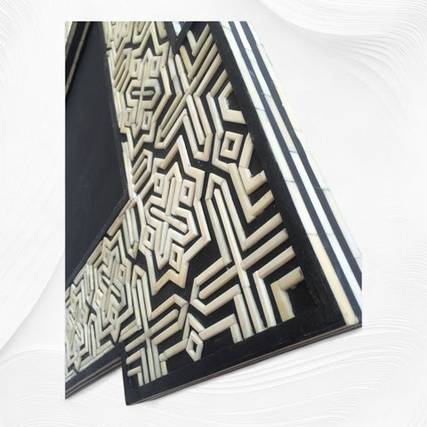 Geometric Black Bone Embossed Mirror