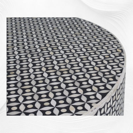 Geometric Bone Inlay Coffee Table Black