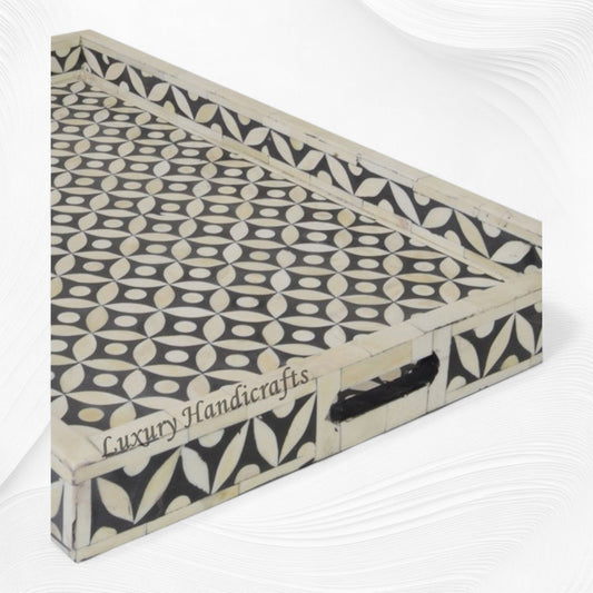 Geometric Bone Inlay Tray Black