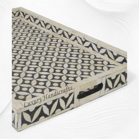 Geometric Bone Inlay Tray Black