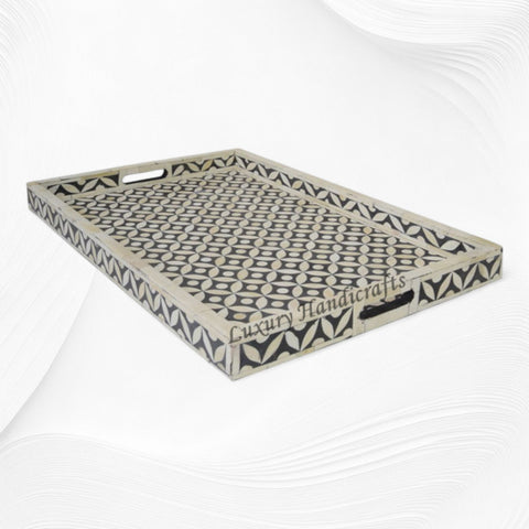 Geometric Bone Inlay Tray Black