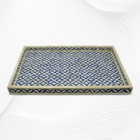Geometric Bone Inlay Tray Blue