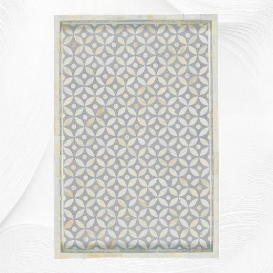 Geometric Bone Inlay Tray Grey | Bone Inlay Serving Tray