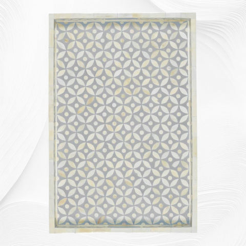 Geometric Bone Inlay Tray Grey | Bone Inlay Serving Tray
