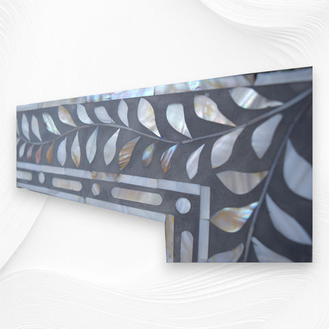 Grey Mother Of Pearl Inlay Leaf Mirror