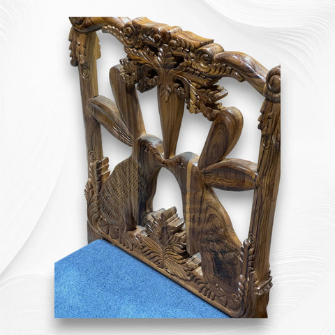 Handcarved Menagerie Rabbit and Owl Dining Chair Brown Set of 2