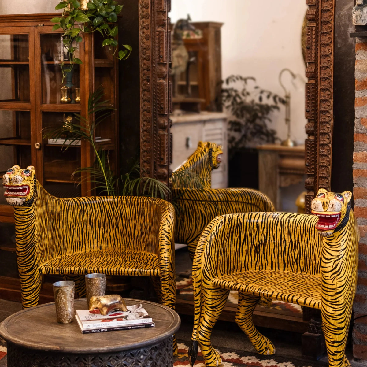 Handcrafted Wooden Tiger Chair