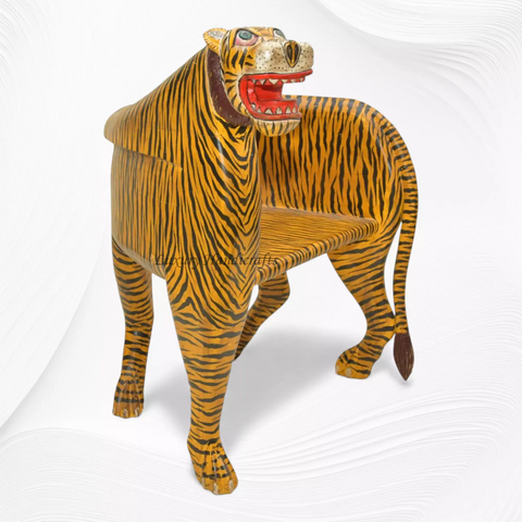 Handcrafted Wooden Tiger Chair