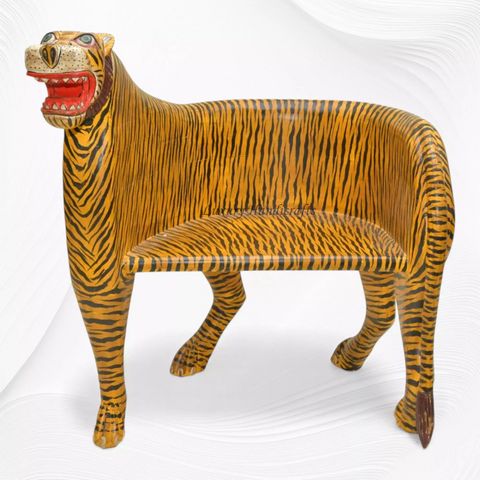 Handcrafted Wooden Tiger Chair