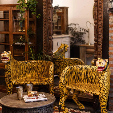 Handcrafted Wooden Tiger Chair