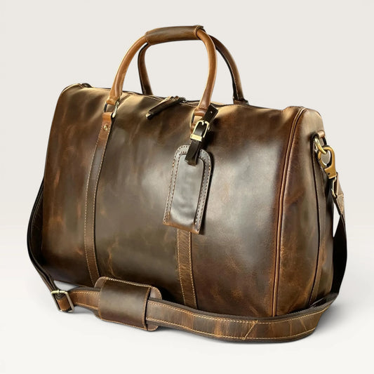 Harper Genuine Leather Duffle Bag Brown