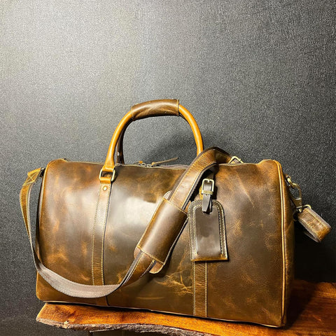 Harper Genuine Leather Duffle Bag Brown