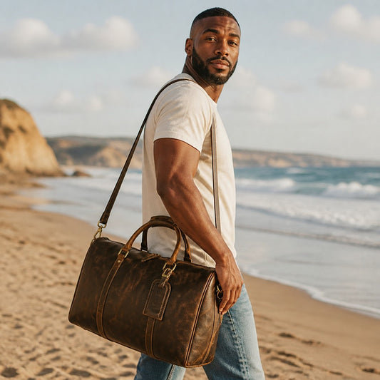 Harper Genuine Leather Duffle Bag Brown