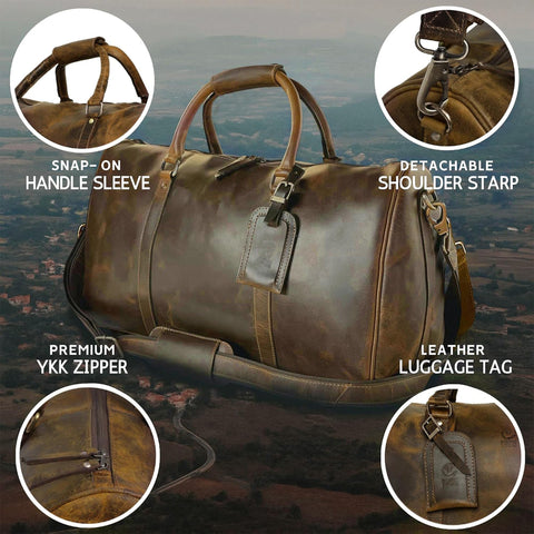 Harper Genuine Leather Duffle Bag Brown