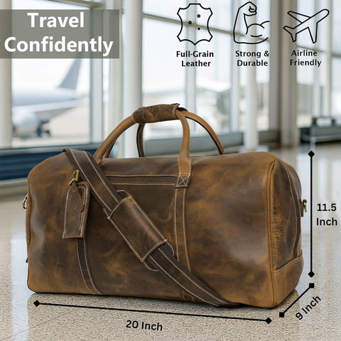 Henry Genuine Leather Duffle Bag Brown