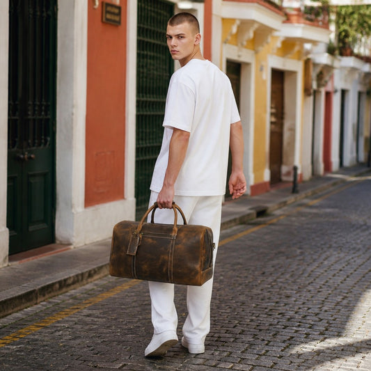 Henry Genuine Leather Duffle Bag Brown
