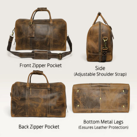 Henry Genuine Leather Duffle Bag Brown