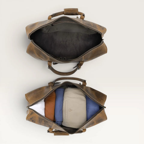 Henry Genuine Leather Duffle Bag Brown