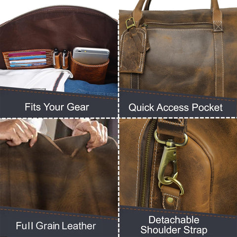 Henry Genuine Leather Duffle Bag Brown