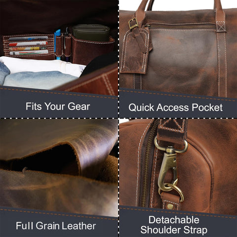 Henry Genuine Leather Duffle Bag Dark Brown