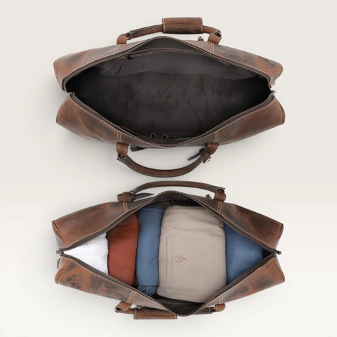 Henry Genuine Leather Duffle Bag Dark Brown