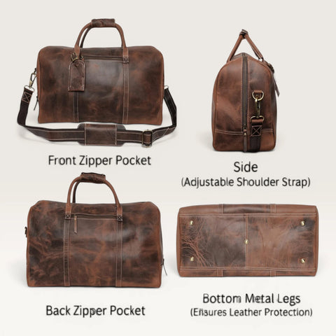 Henry Genuine Leather Duffle Bag Dark Brown
