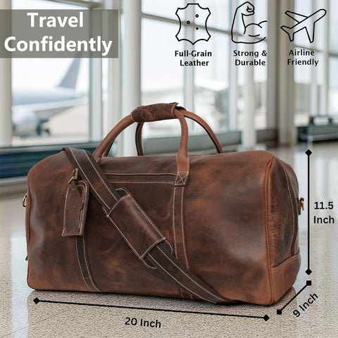 Henry Genuine Leather Duffle Bag Dark Brown